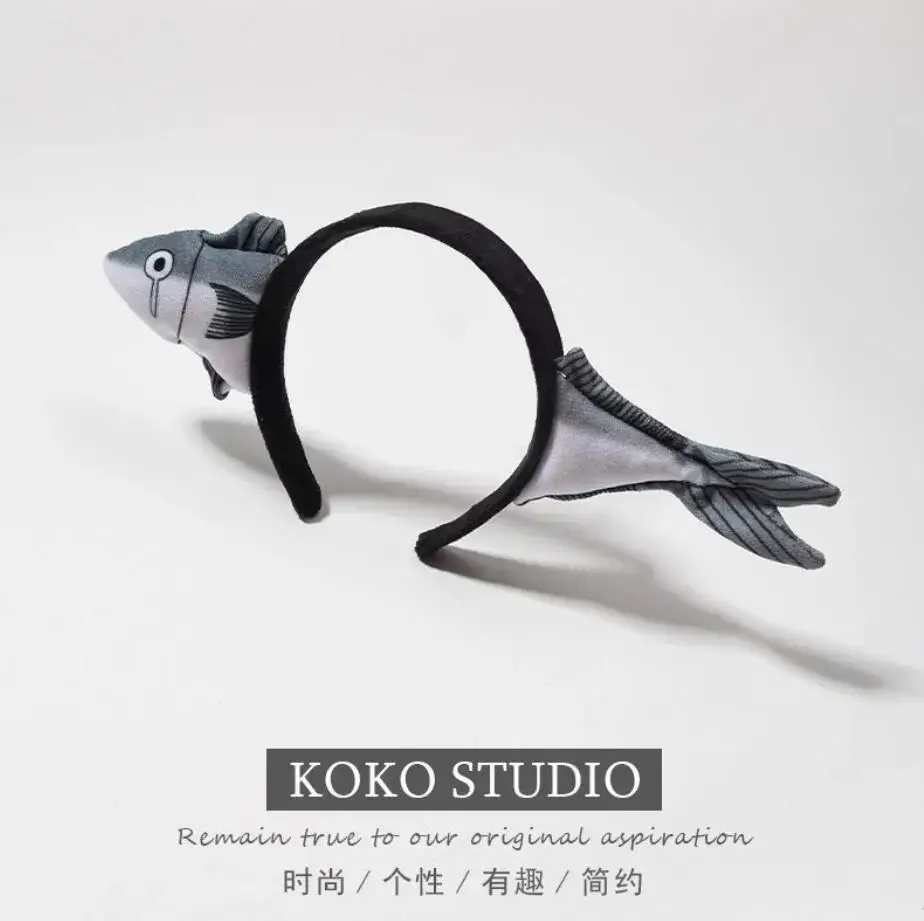 South Korea Cartoon Fish Headband Red Female Net - Image 2