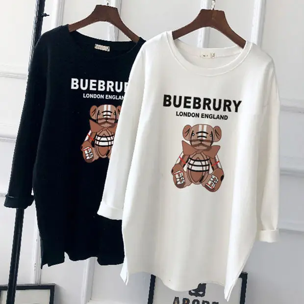Pregnant Women Long Sleeve T-Shirt White Black Loose Korean Style - Image 25