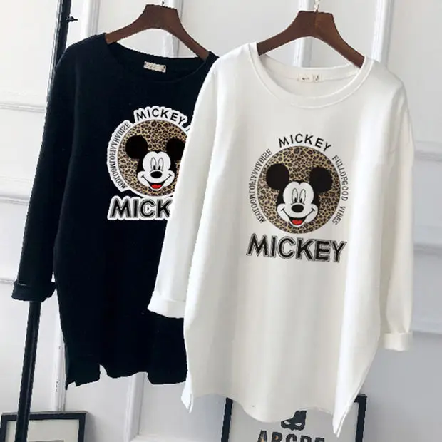 Pregnant Women Long Sleeve T-Shirt White Black Loose Korean Style - Image 26