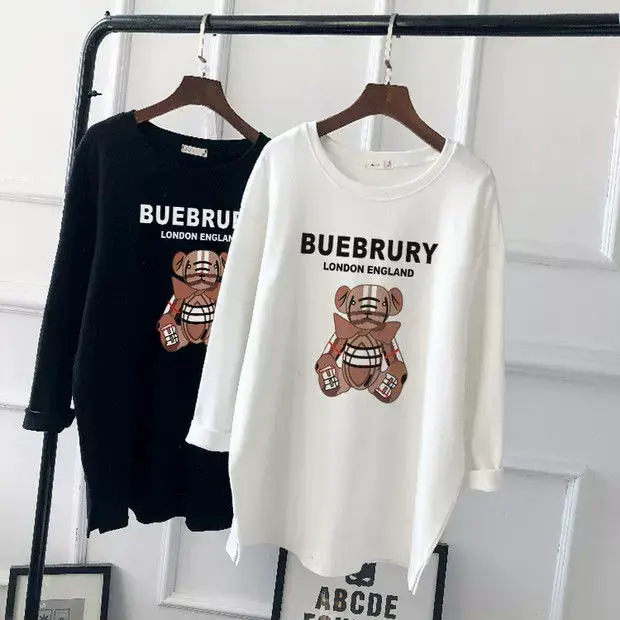Pregnant Women Long Sleeve T-Shirt White Black Loose Korean Style — feature 1