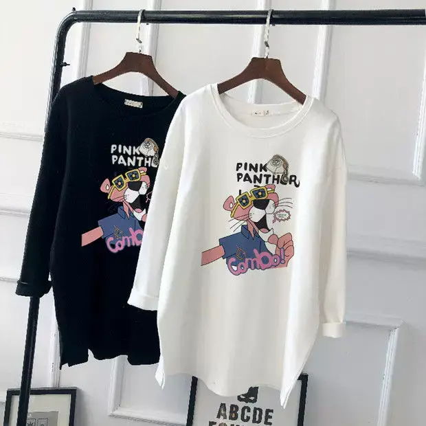 Pregnant Women Long Sleeve T-Shirt White Black Loose Korean Style — feature 10
