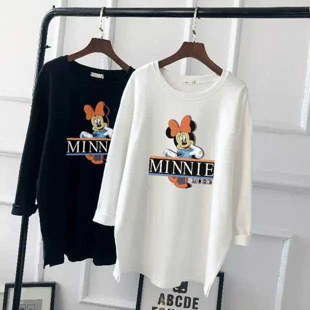 Pregnant Women Long Sleeve T-Shirt White Black Loose Korean Style — feature 13
