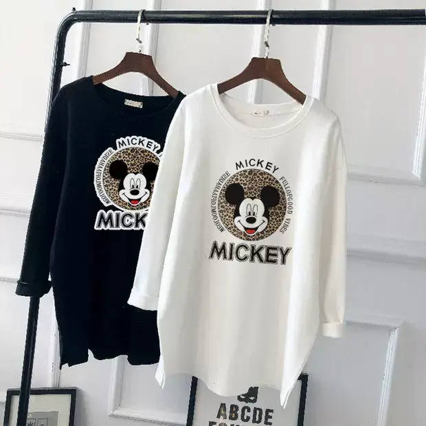 Pregnant Women Long Sleeve T-Shirt White Black Loose Korean Style — feature 16