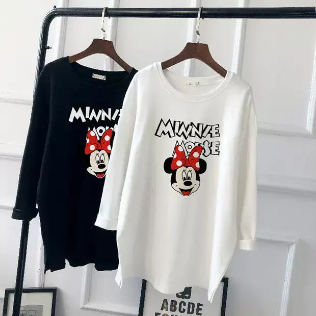 Pregnant Women Long Sleeve T-Shirt White Black Loose Korean Style — feature 19