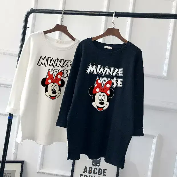 Pregnant Women Long Sleeve T-Shirt White Black Loose Korean Style — feature 20