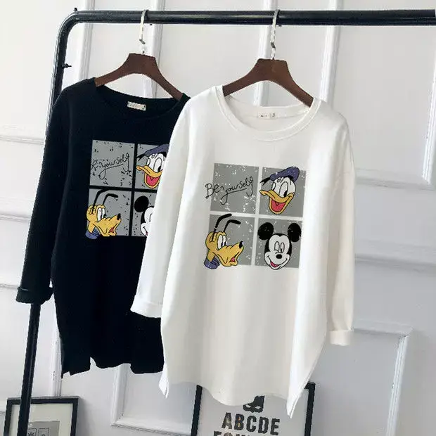 Pregnant Women Long Sleeve T-Shirt White Black Loose Korean Style — feature 22