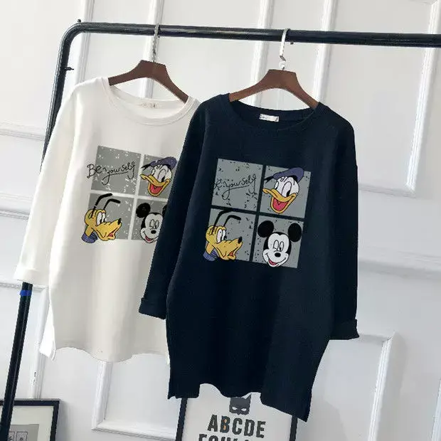Pregnant Women Long Sleeve T-Shirt White Black Loose Korean Style — feature 23