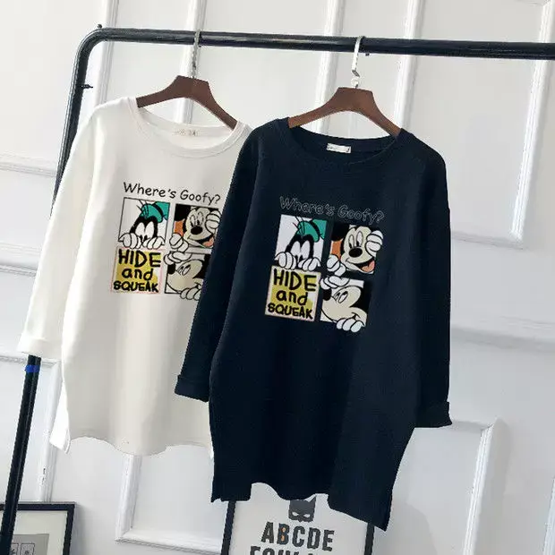 Pregnant Women Long Sleeve T-Shirt White Black Loose Korean Style — feature 26