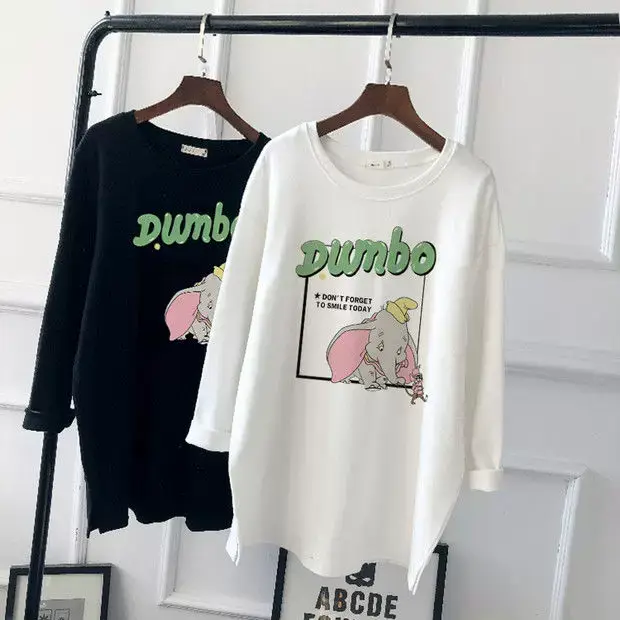 Pregnant Women Long Sleeve T-Shirt White Black Loose Korean Style — feature 28
