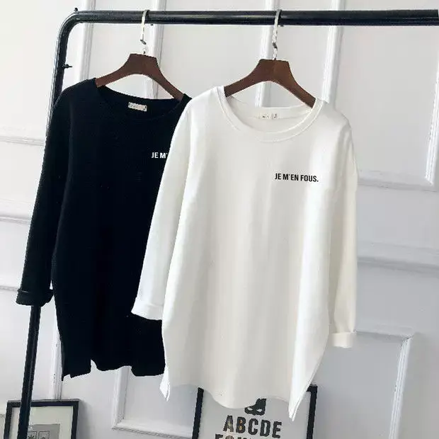 Pregnant Women Long Sleeve T-Shirt White Black Loose Korean Style — feature 4