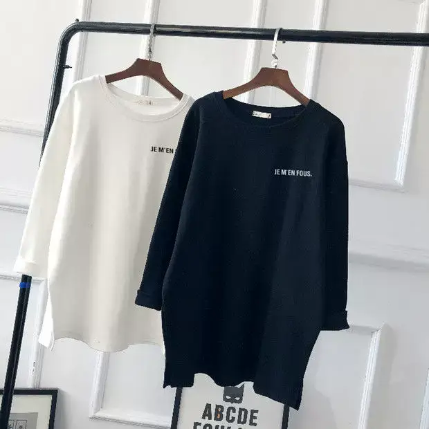 Pregnant Women Long Sleeve T-Shirt White Black Loose Korean Style — feature 5