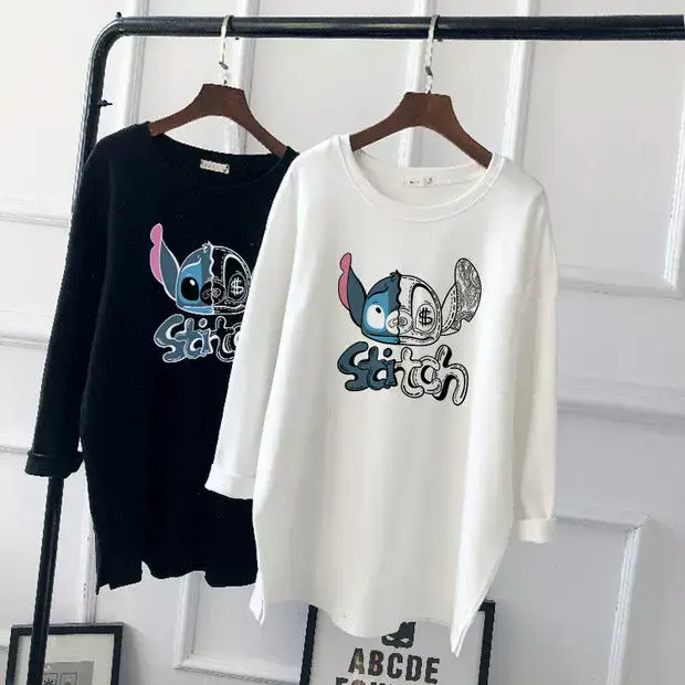 Pregnant Women Long Sleeve T-Shirt White Black Loose Korean Style — feature 7