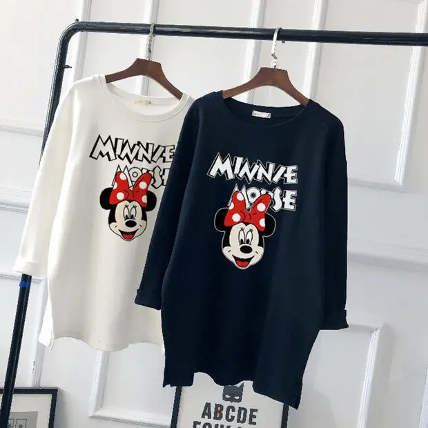 Pregnant Women Long Sleeve T-Shirt White Black Loose Korean Style - Image 15