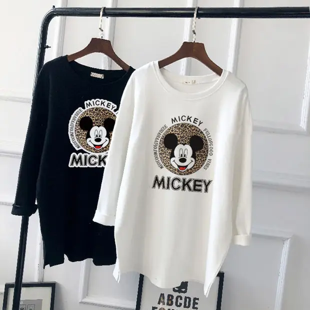 Pregnant Women Long Sleeve T-Shirt White Black Loose Korean Style - Image 16