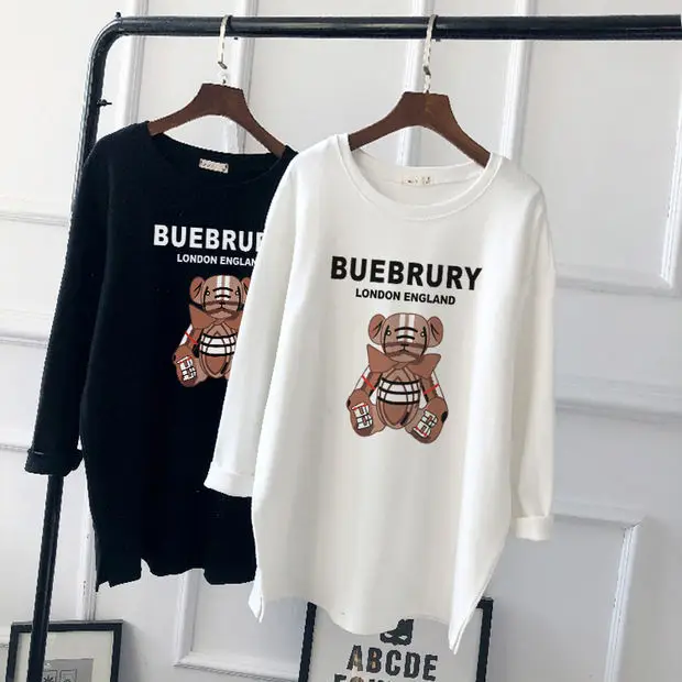 Pregnant Women Long Sleeve T-Shirt White Black Loose Korean Style - Image 8
