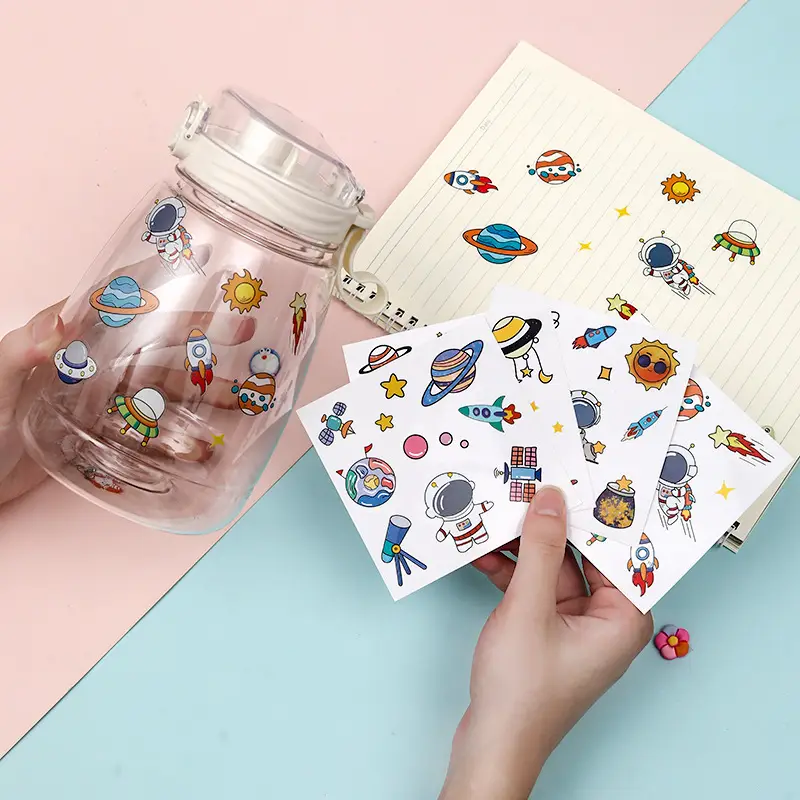 Cartoon Stickers Space Astronaut Cute Waterproof Stickers Water Cup Thermos Cup Notebook Account Stickers Wholesale