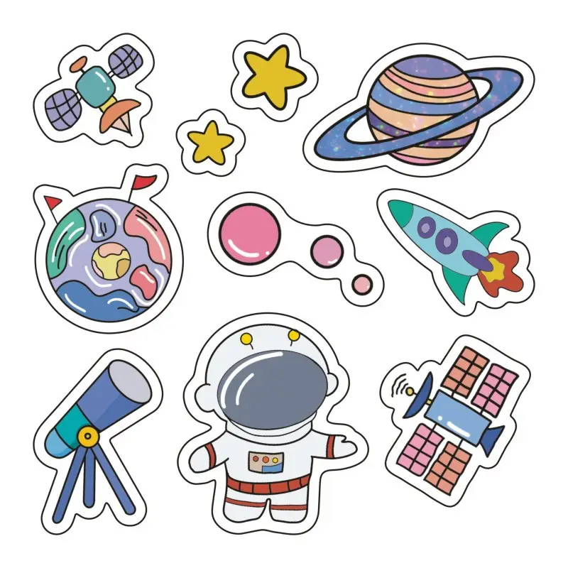 Cartoon Stickers Space Astronaut Cute Waterproof Stickers Water Cup Thermos Cup Notebook Account Stickers Wholesale