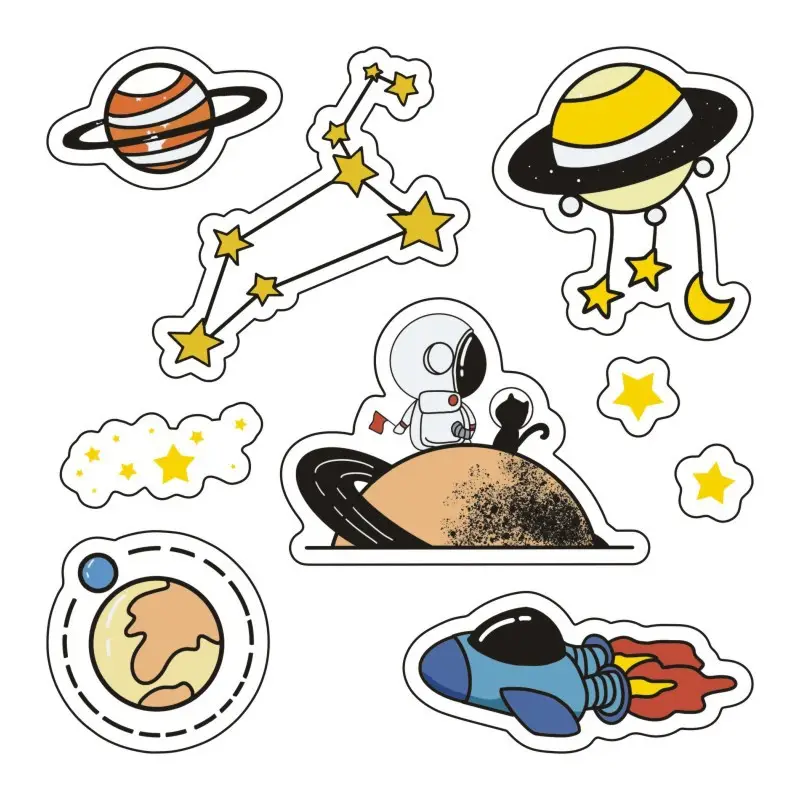 Cartoon Stickers Space Astronaut Cute Waterproof Stickers Water Cup Thermos Cup Notebook Account Stickers Wholesale