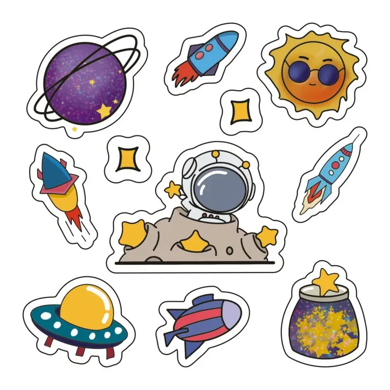 Cartoon Stickers Space Astronaut Cute Waterproof Stickers Water Cup Thermos Cup Notebook Account Stickers Wholesale