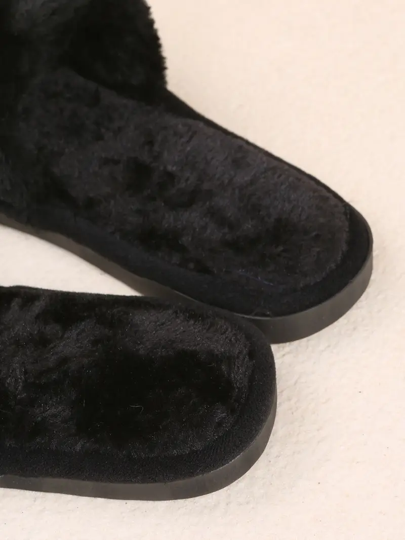 Foreign Trade Furry Slippers for Women Autumn and Winter New Indoor Lazy One-Word Plush Slippers Flats Cotton Slippers Home Wholesale — feature 14