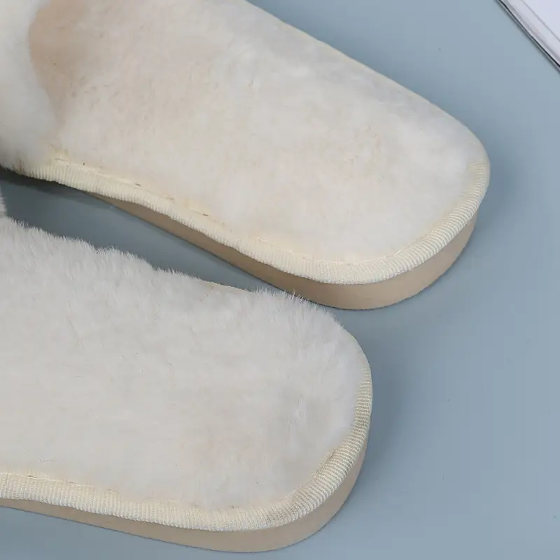 Foreign Trade Furry Slippers for Women Autumn and Winter New Indoor Lazy One-Word Plush Slippers Flats Cotton Slippers Home Wholesale — feature 2