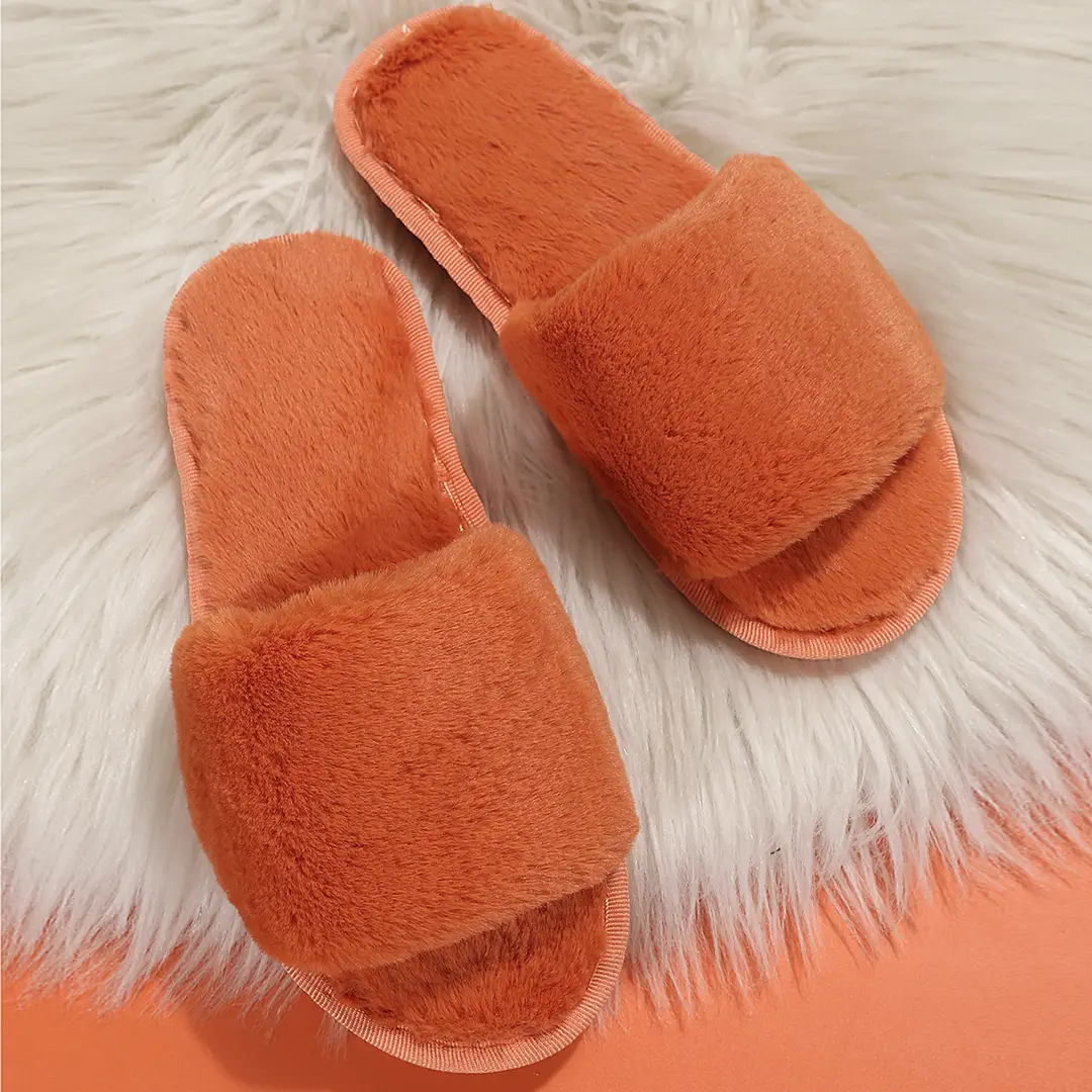 Foreign Trade Furry Slippers for Women Autumn and Winter New Indoor Lazy One-Word Plush Slippers Flats Cotton Slippers Home Wholesale — feature 41