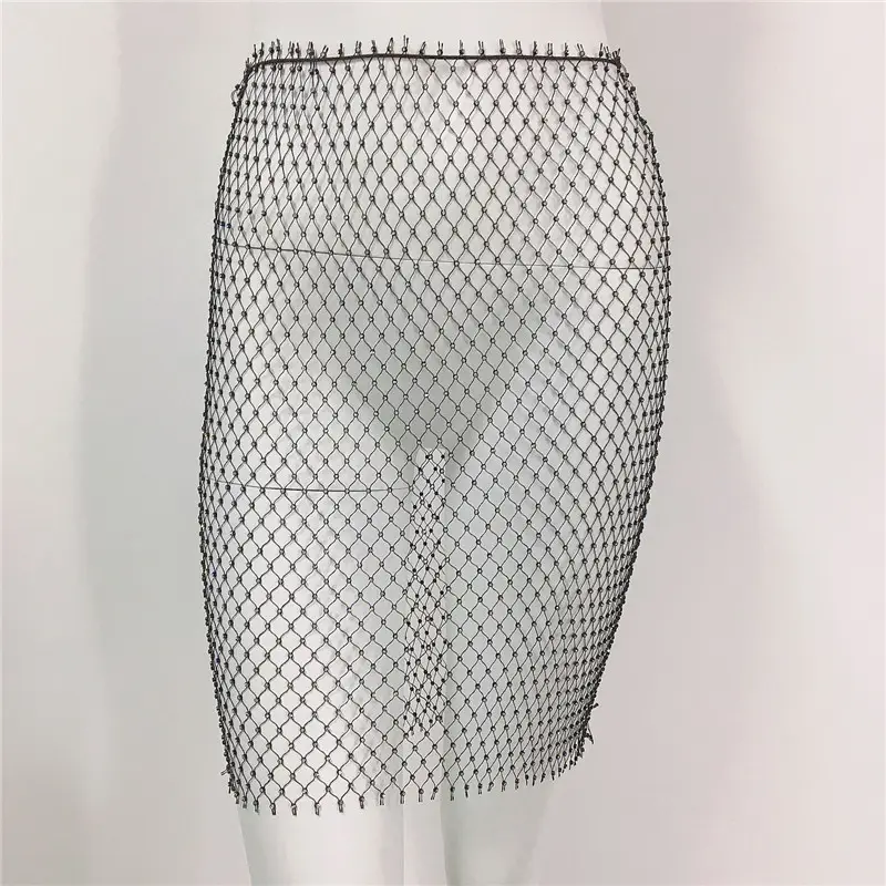 Sexy Rhinestone Fishnet Camisole Women's Top — feature 10