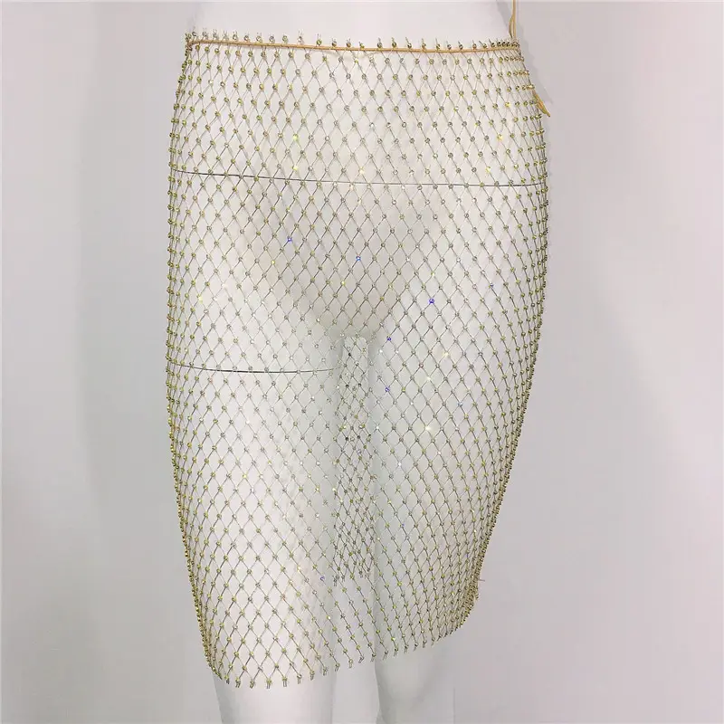 Sexy Rhinestone Fishnet Camisole Women's Top — feature 14