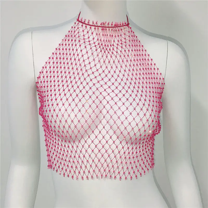 Sexy Rhinestone Fishnet Camisole Women's Top - Image 5