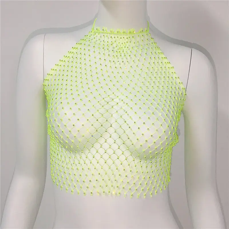 Sexy Rhinestone Fishnet Camisole Women's Top - Image 6