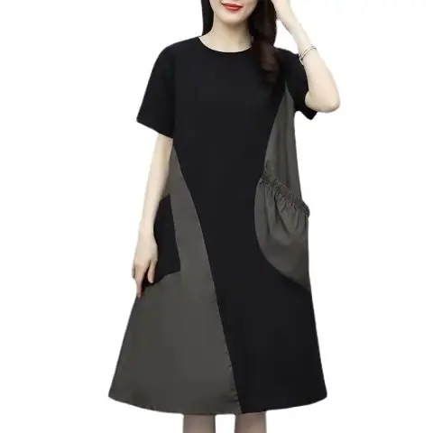 Spliced Mid-Length Belly-Covering Dress for Women - Image 6