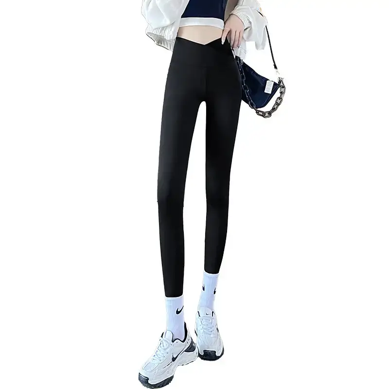 Shark Pants Nine Point Large Black Leggings Cross High Waist Butt Lift - Image 7