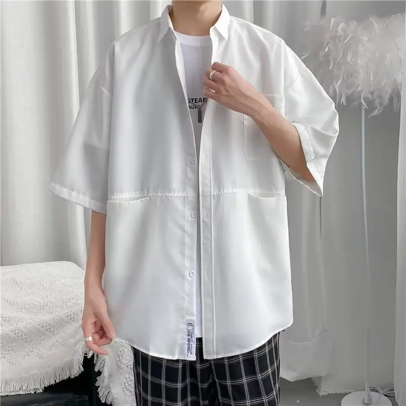 Men's 2022 White Short Sleeve Japanese Style Shirt - Image 4