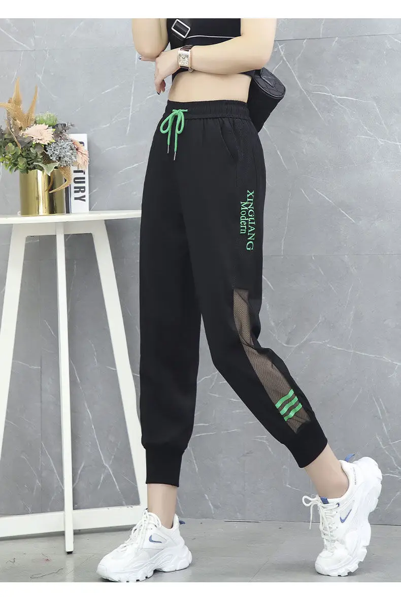Women Ice Silk Leg-Tie Sports Pants Sun Protective Nine Point — feature 14