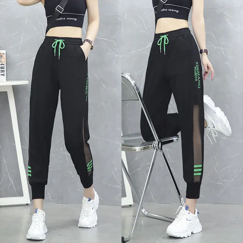 Women Ice Silk Leg-Tie Sports Pants Sun Protective Nine Point — feature 16