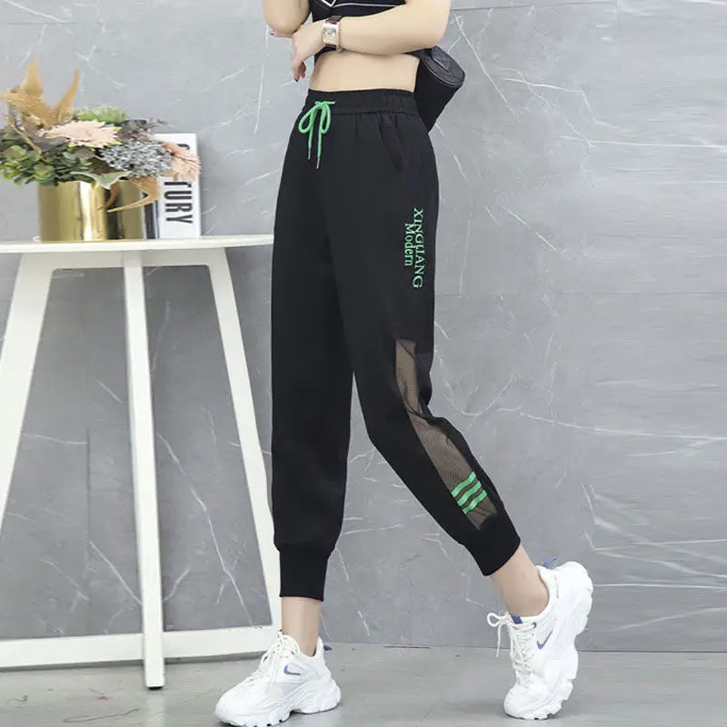 Women Ice Silk Leg-Tie Sports Pants Sun Protective Nine Point — feature 18