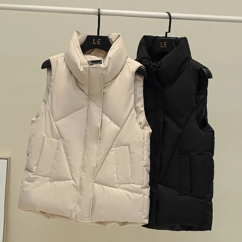 Women Down Cotton Vest White Black 2024 Winter