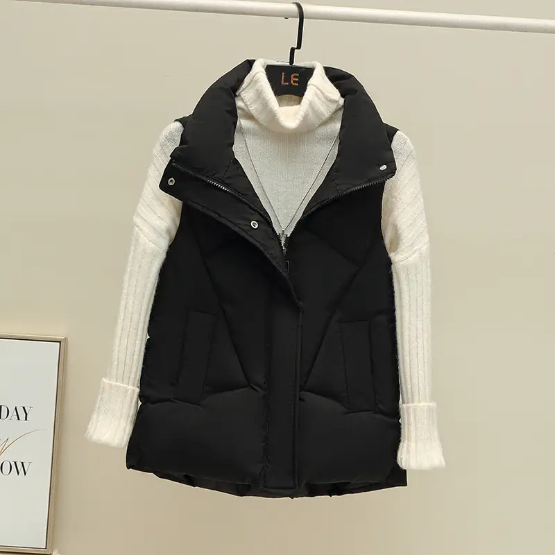 Women Down Cotton Vest White Black 2024 Winter - Image 2