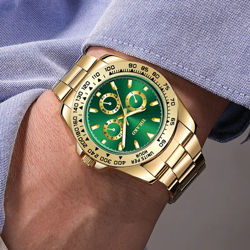 Cross-Border Popular Gold Men's Watch Men's Watch Steel Band Business Watch Luminous Quartz Spot Wholesale Dropshipping