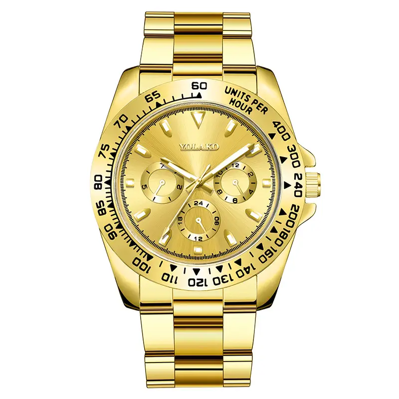 Cross-Border Popular Gold Men's Watch Men's Watch Steel Band Business Watch Luminous Quartz Spot Wholesale Dropshipping