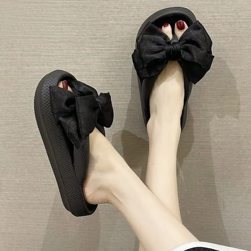 Women's Pink Bow Slip-On Sandals Summer