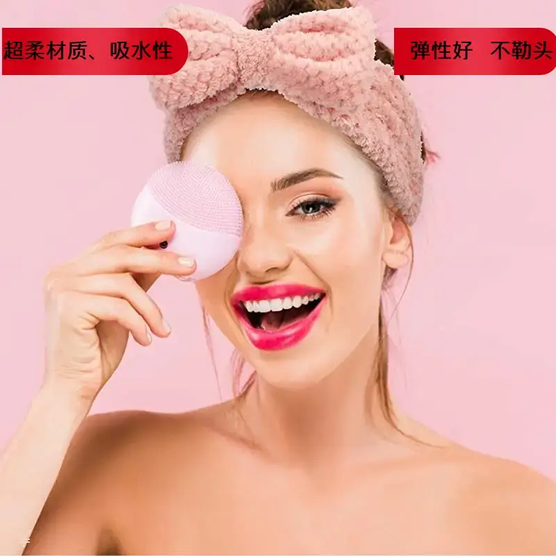 Women's Microfiber Bow Hair Band Soft Absorbent Beige - Image 7