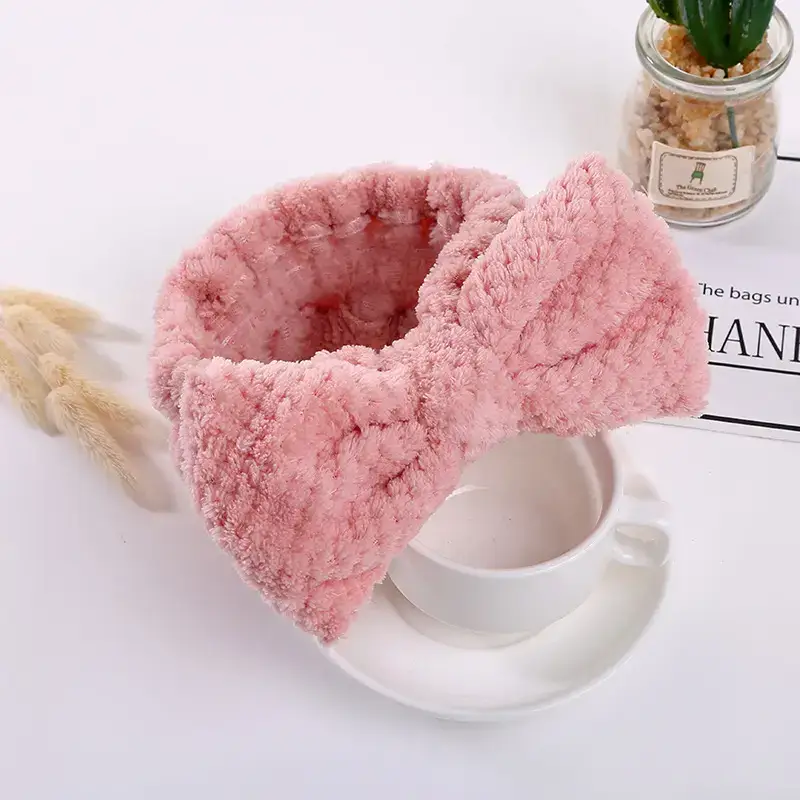 Women's Microfiber Bow Hair Band Soft Absorbent Beige - Image 9