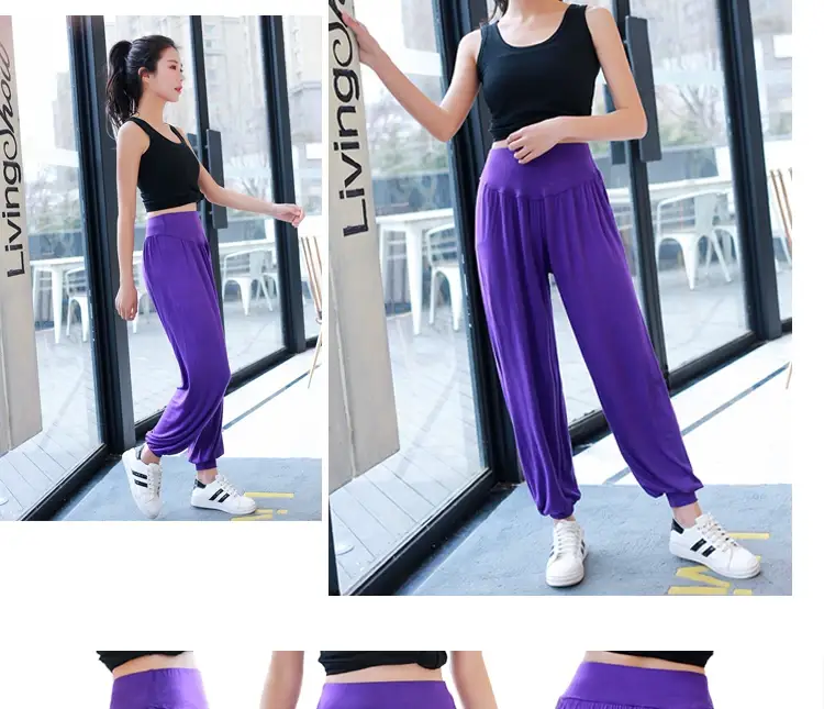 Purple Modal Yoga Pants Women Large Summer Loose Fit — feature 18
