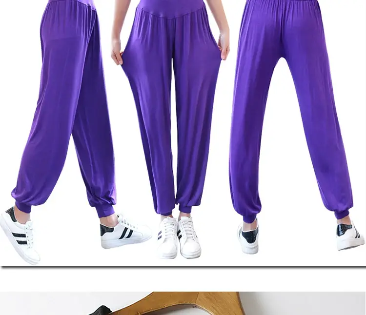 Purple Modal Yoga Pants Women Large Summer Loose Fit — feature 19