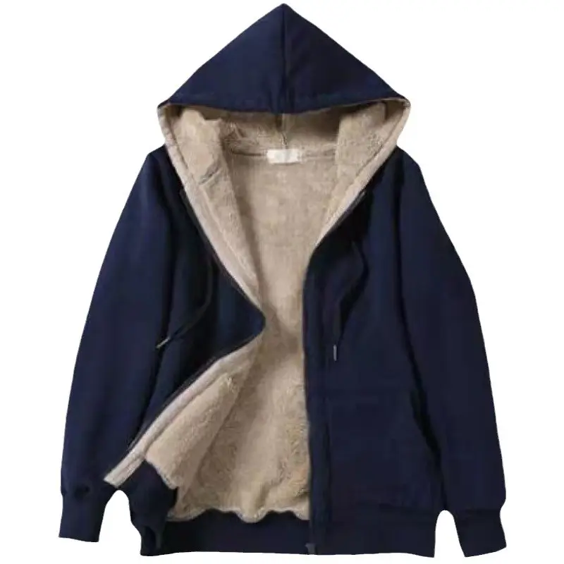 Plus Size Grey Hooded Zipper Sweatshirt for Women - Image 10