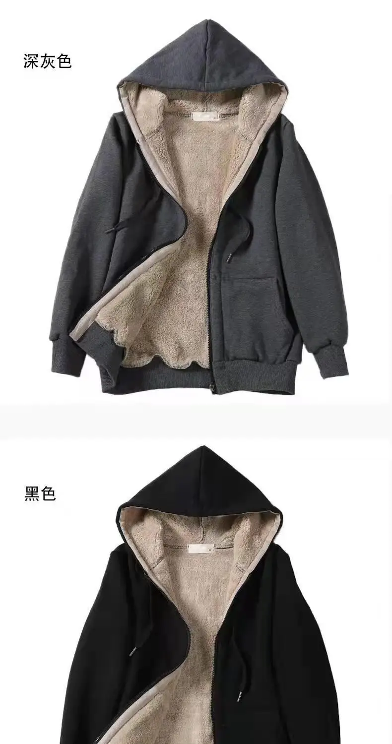 Plus Size Grey Hooded Zipper Sweatshirt for Women — feature 13