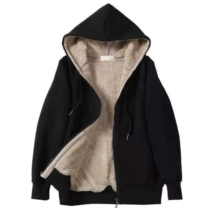 Plus Size Grey Hooded Zipper Sweatshirt for Women — feature 2