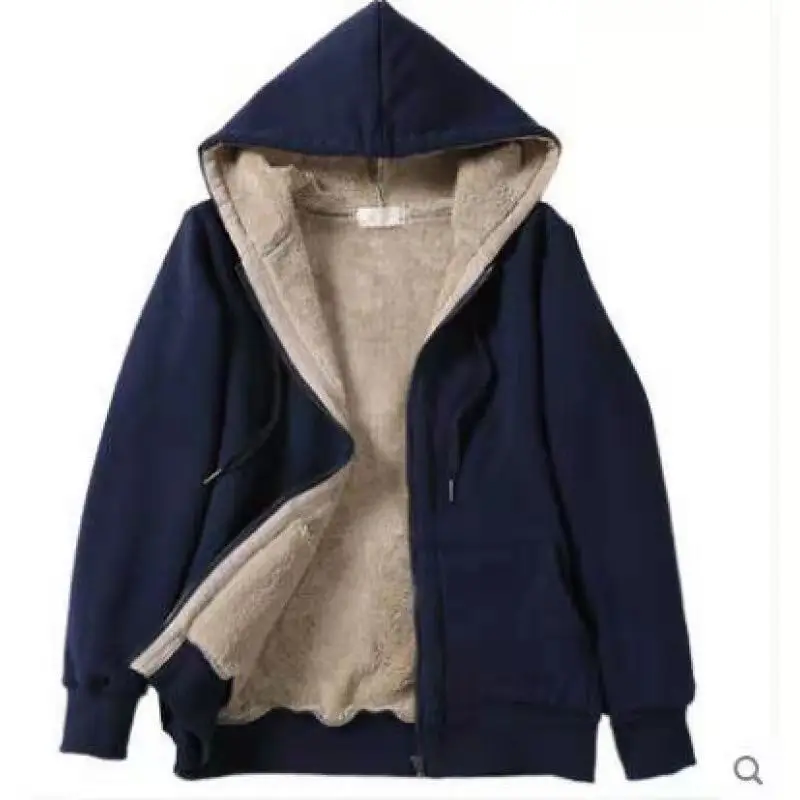 Plus Size Grey Hooded Zipper Sweatshirt for Women — feature 5