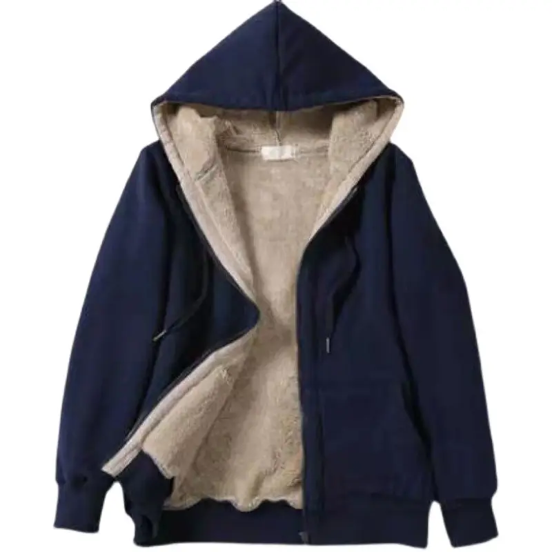Plus Size Grey Hooded Zipper Sweatshirt for Women - Image 8